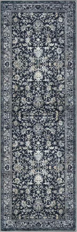 KILOCOCO Hallway Runner 2x8 Rug Runner Printed Vintage Floral Washable Kitchen