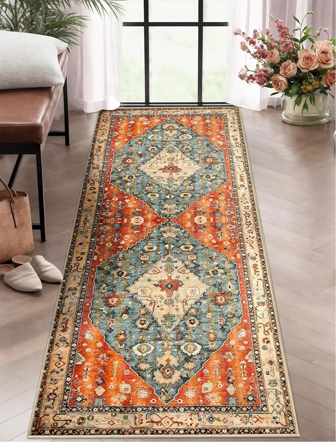 SERISSA Boho Washable Runner Rug, 2x5 Rug Non-Slip Tribal Hallway Kitchen