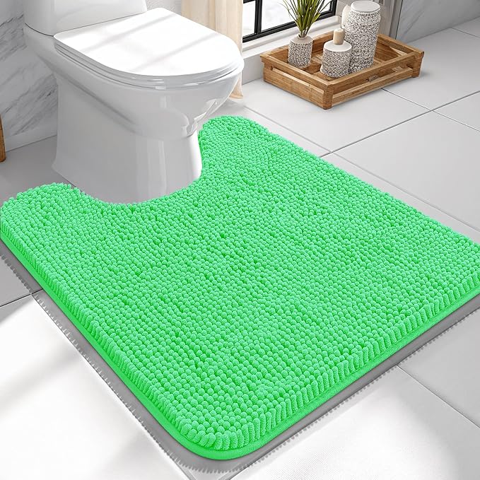 OLANLY Toilet Rugs U-Shaped 24x24, Extra Soft Absorbent Chenille Contour