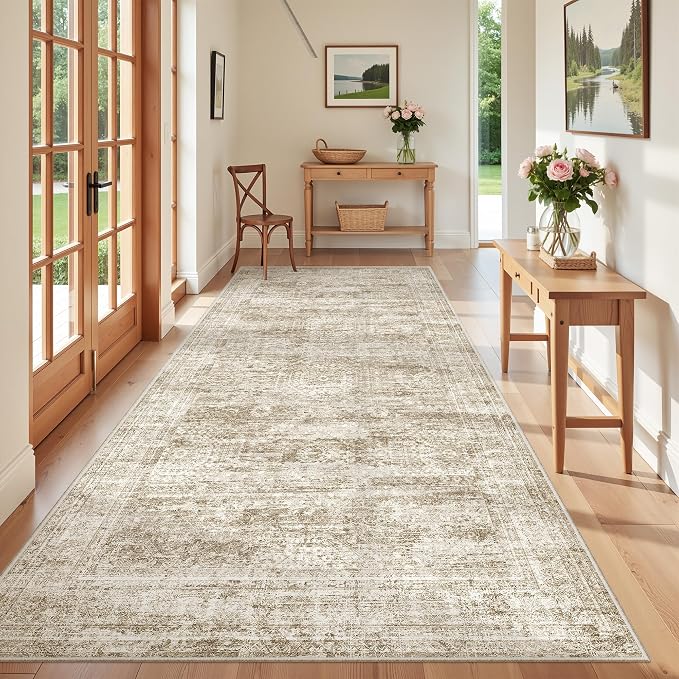 4x8 Rug for Bedroom, Wide Runner Rug for Hallway, Non Slip Washable Runner Rug