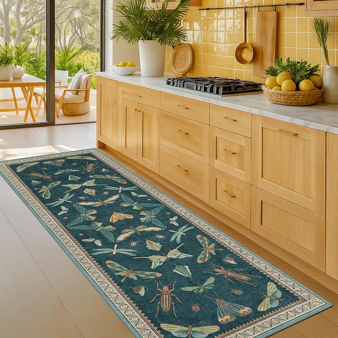 Hazo Haus Brown and Green Kitchen Sink Runner Rug 2x6