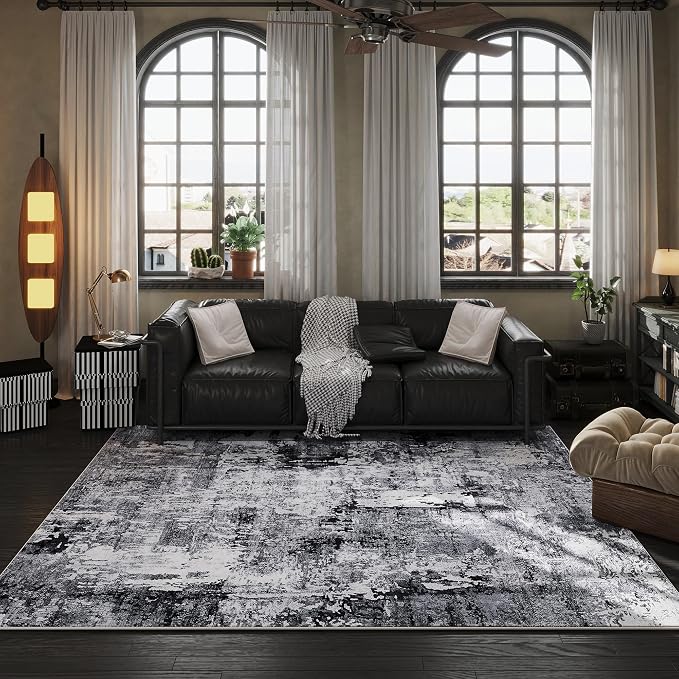 Rugcomf 6x9 Rug Washable Bedroom Rug Large Soft Area Rug Abstract Pattern