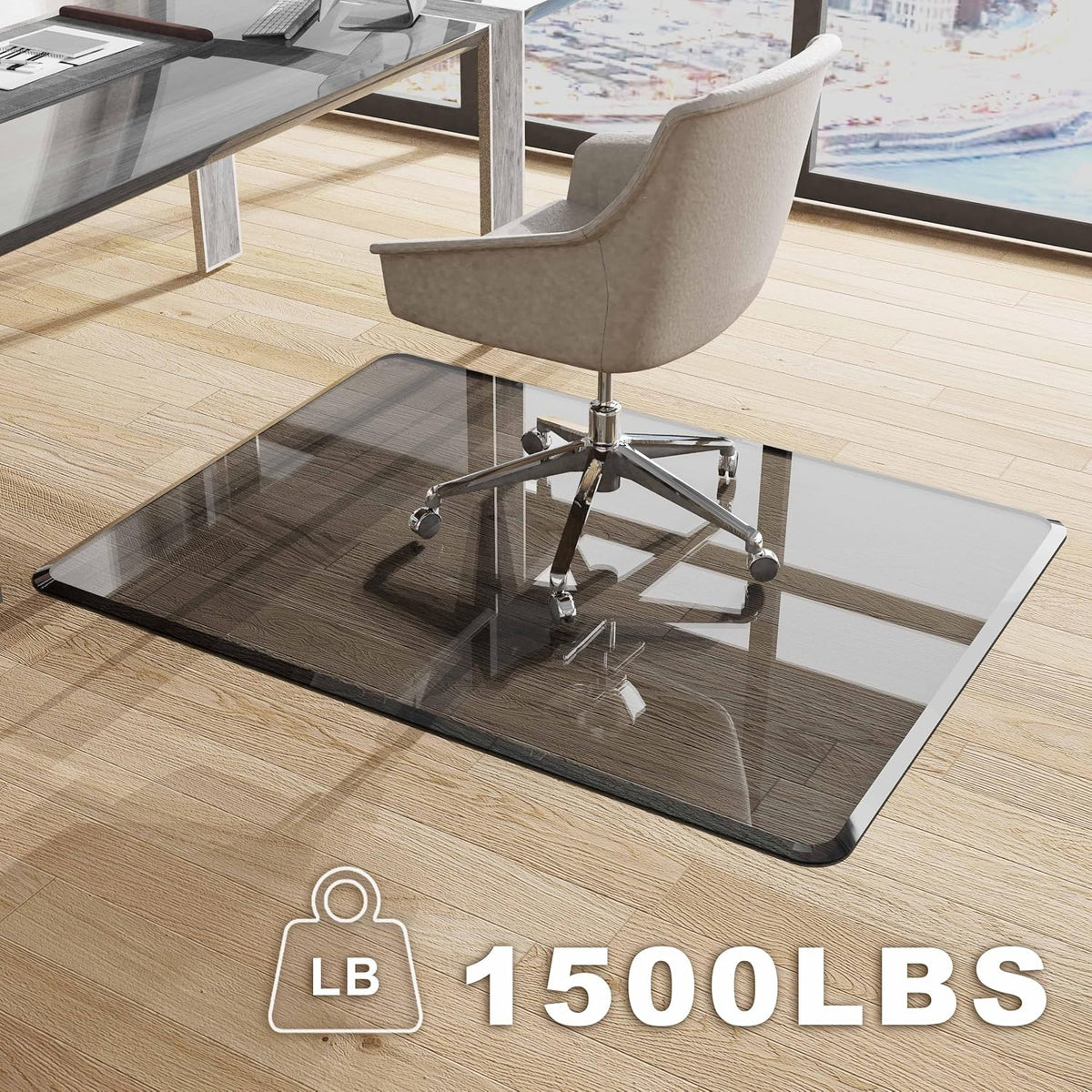 MESAILUP Beveled Edge Office Chair Mat for Carpet or Hardwood Floor Crystal Gray 48" x 60" Clear Chair Mats for Easy Roll On/Off, Hard Heavy Duty and Non-Slip Pad Floor Ultimate Desk Chair Mat
