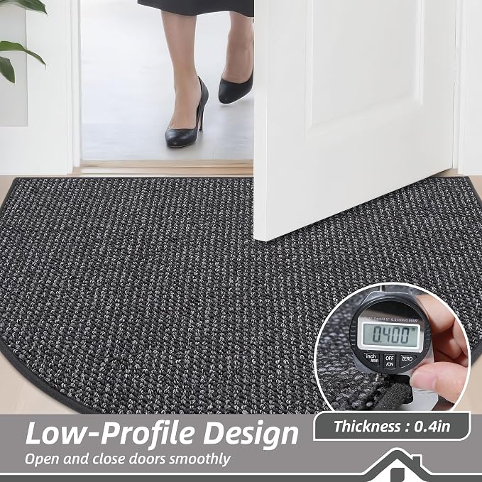BEQHAUSE Dirt Trapper Door Mat 36" x 60" Half Circle Non Slip Washable Doormats
