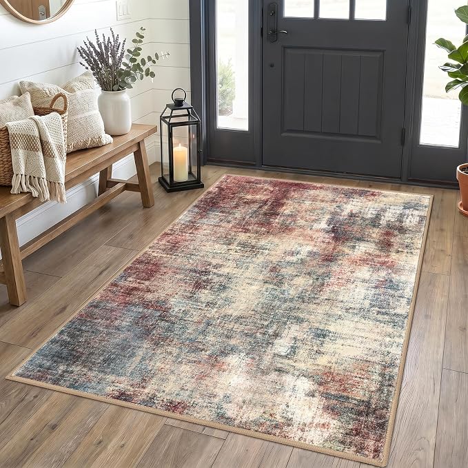 IOHOUZE Abstract Area Rug 4x5 Ft Washable Rugs