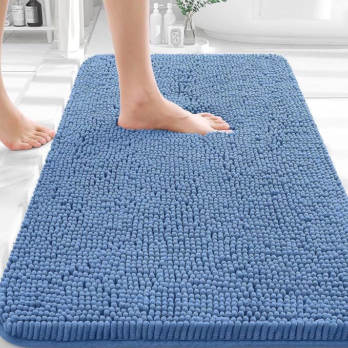 OLANLY Bathroom Rugs 35x24, Extra Soft Absorbent Chenille Bath Rugs, Rubber