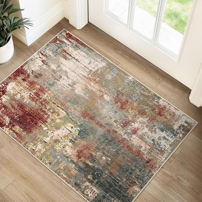 RELEANY Washable Area Rugs 2'x3' Non-Slip Modern Abstract Soft