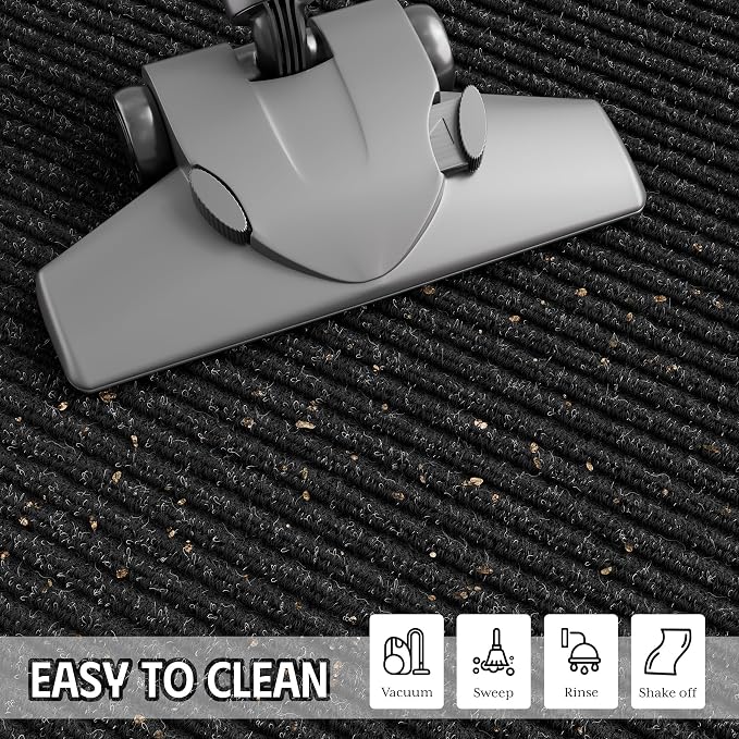 Front Door Mat 4' x 6', Low Profile Welcome Mat, Non-Slip Door Mat Outside