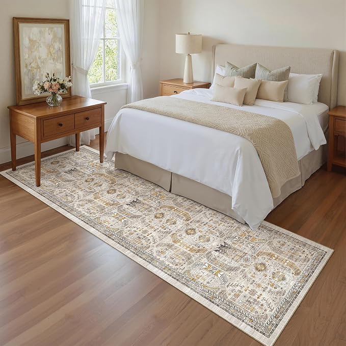 Madane Runner Rug 2x8, Washable Hallway Runner Rugs, Non-Slip Low-Pile Soft