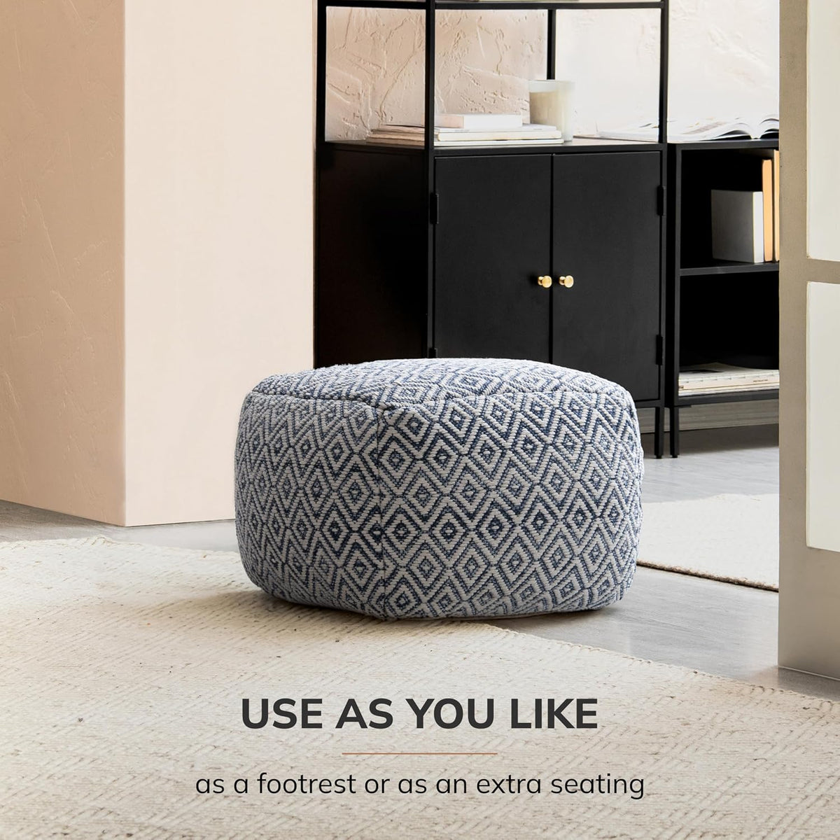 Anji Mountain 16" H x 22" W Handmade Pouf Ottoman for Living Room & Couch