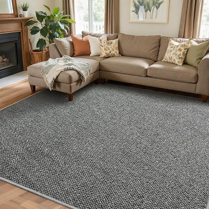 Faux Jute Area Rug 4'x6', Washable & Non-Slip, No Odor. Farmhouse Boho Style