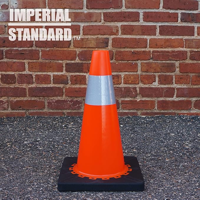 Traffic Cones - Safety Cones - 18" Orange Cones with 2 Reflective Collars - Construction Cones - Road Cones - Parking Cones - Street Cone (4 pack)