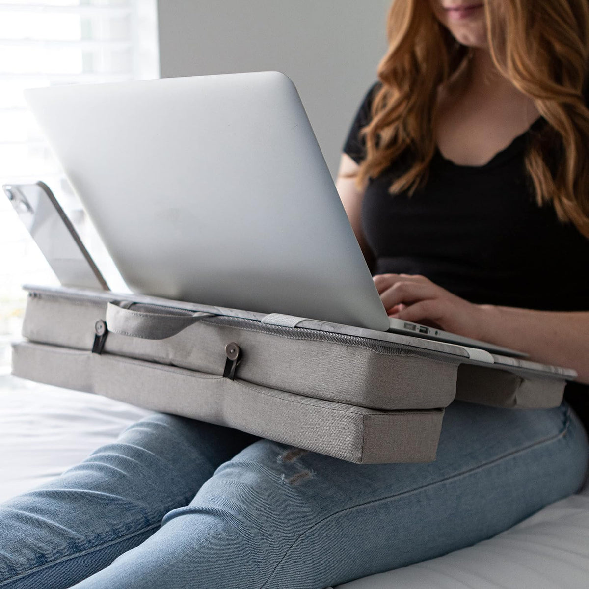 LAPGEAR Elevation Lap Desk – White Marble, Fits 15.6” Laptops