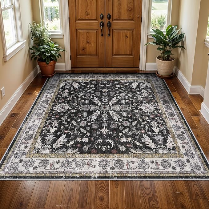 Square Rugs 5x5 Washable for Entryway: Non Slip Indoor Foot Carpet for Living