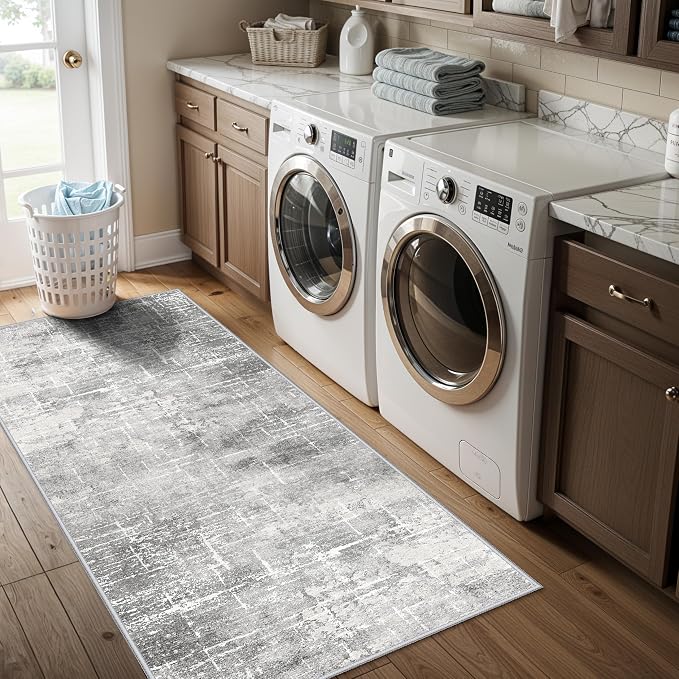Washable 2x5 Hallway Runner Rug: Indoor Abstract Water Resistant Kitchen