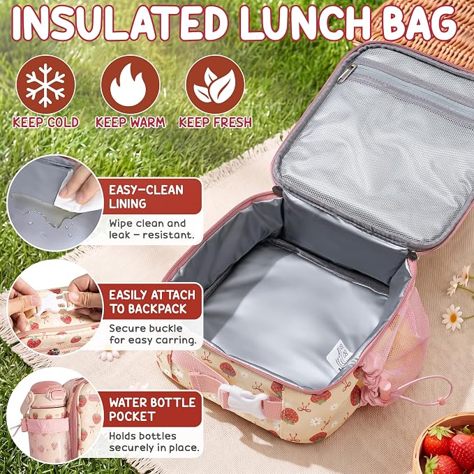 Fimibuke Kids Bento Lunch Box w/Insulated Water Bottle, Lunch Bag & Thermo |