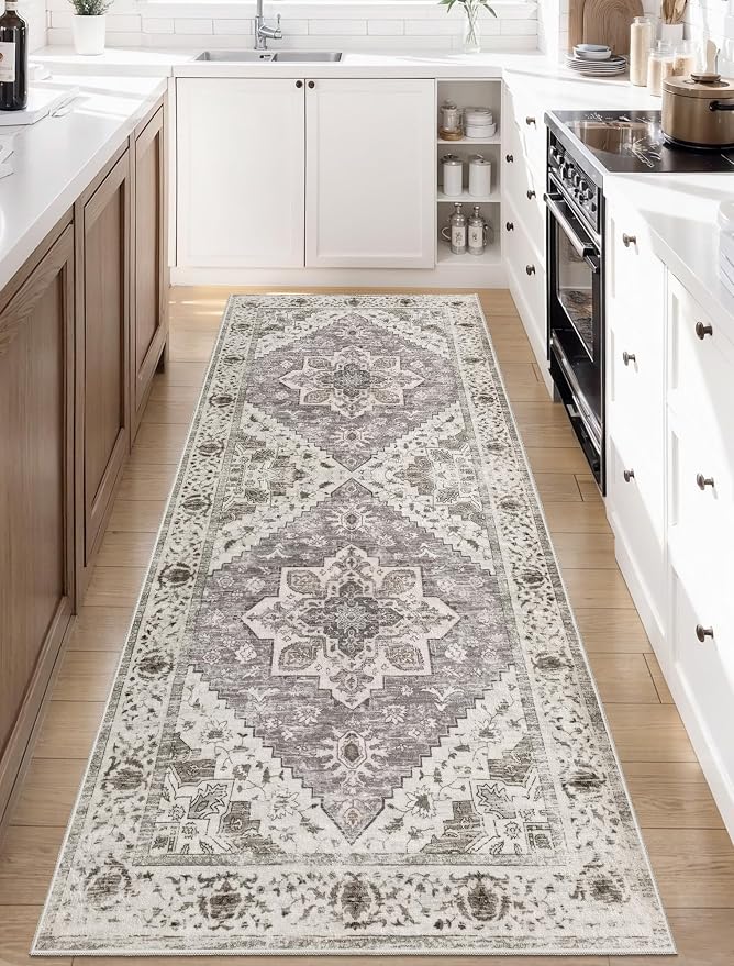 SERISSA Boho Washable Runner Rug, 2x6 Rug Non-Slip Vintage Earth Tone Hallway