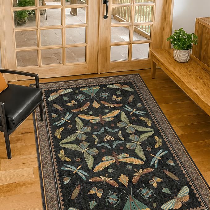 Hazo Haus Black Front Door Mat Indoor Entrance Non Slip Washable