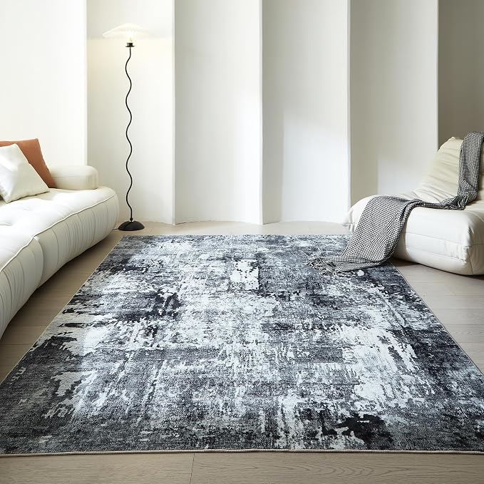 Rugcomf 6x9 Rug Washable Bedroom Rug Large Soft Area Rug Abstract Pattern