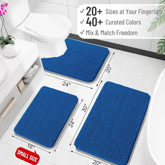 OLANLY Large Bathroom Rugs 59x35, Soft Absorbent Chenille Bath Rugs, Rubber