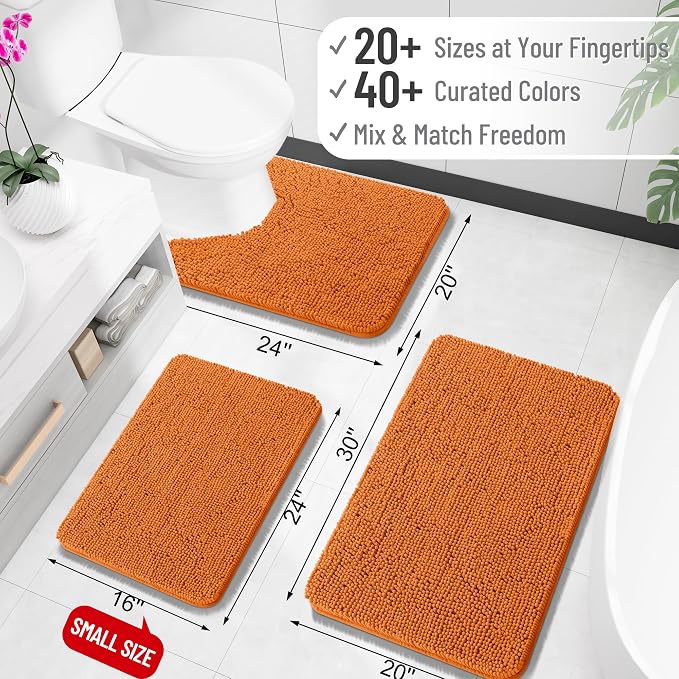 OLANLY Toilet Rugs U-Shaped 24x20, Extra Soft Absorbent Chenille Contour