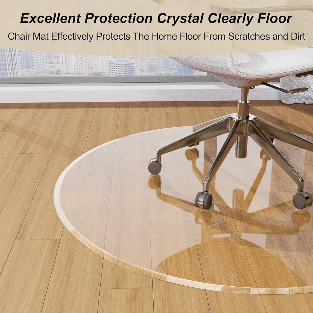 MESAILUP Beveled Edge Office Chair Mat for Carpet or Hardwood Floor，Clear，Round, 36"