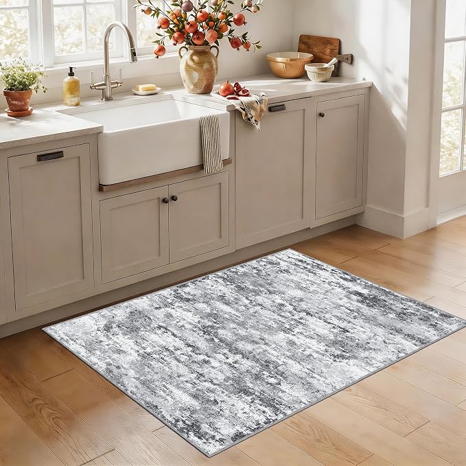 3x5 Area Rug Washable Entryway Rug Non Slip Abstract Tear and Stain Resistance