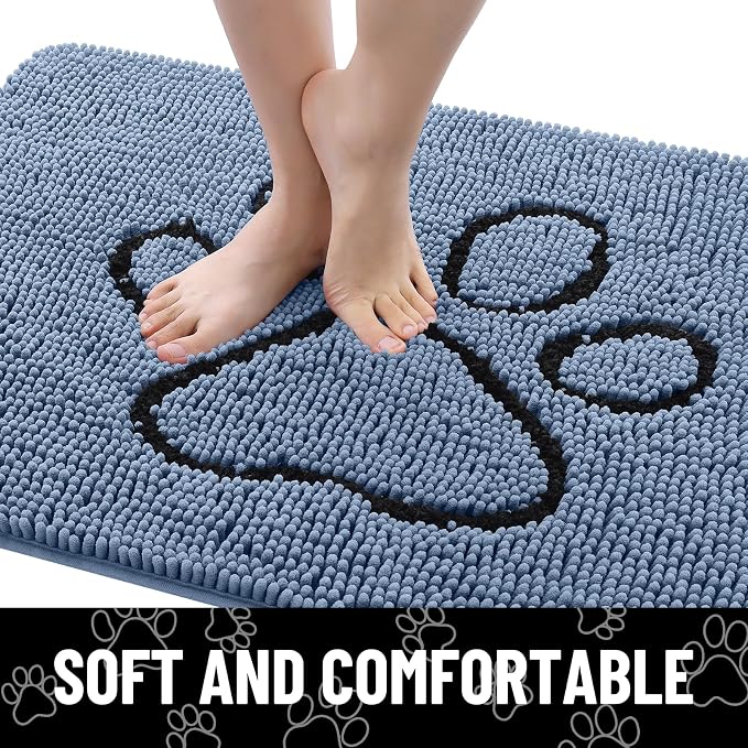 Smiry Dog Door Mat for Muddy Paws, Absorbent Dirt Trapper Non Slip Quick Dry