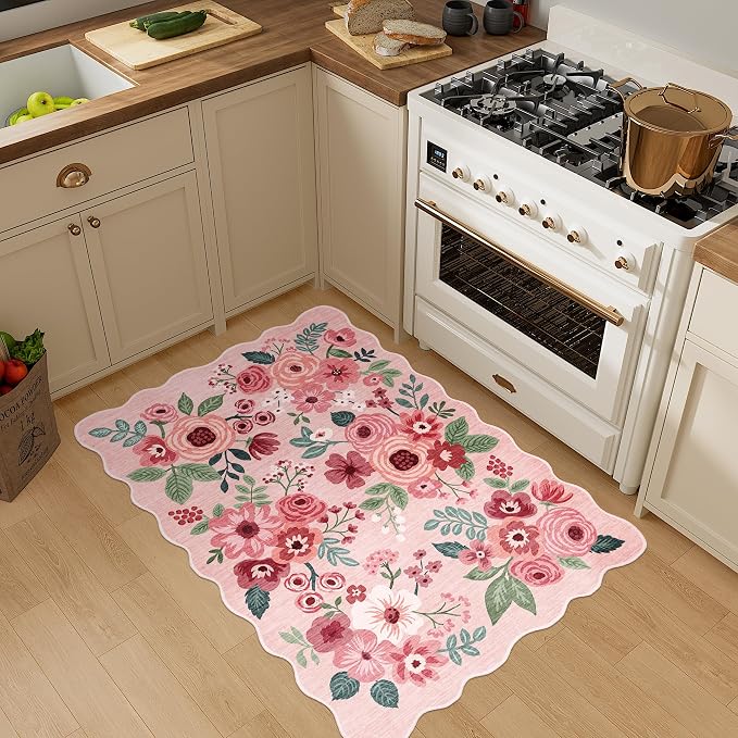 DUKINO 2x3 Entryway Rug, Floral Washable Indoor Door Mat