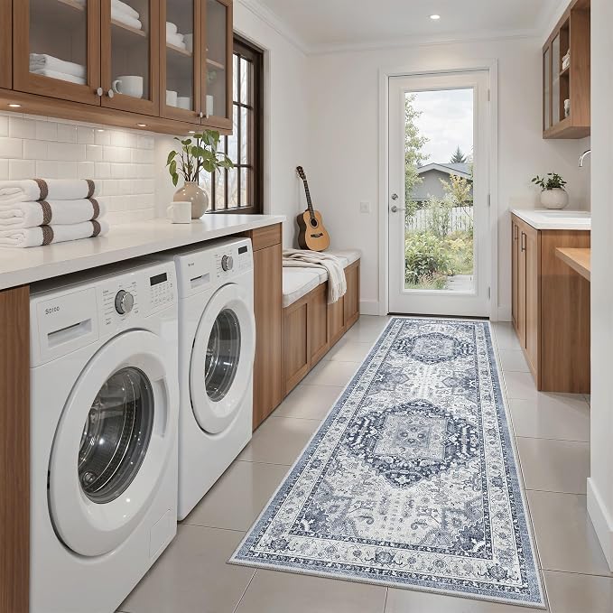 Madane Washable Runner Rug 2x6, Ultra-Thin Non-Slip Non-Shedding Hallway Runner