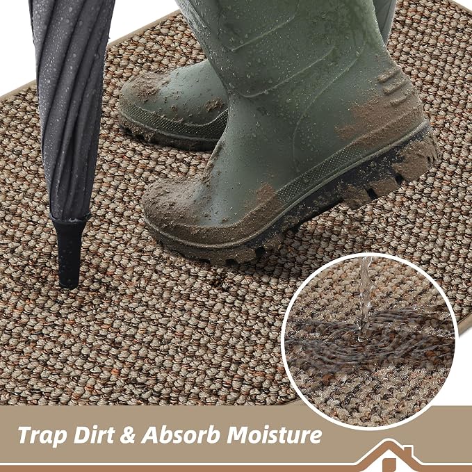 BEQHAUSE Dirt Trapper Door Mat 48" x 72" Half Circle Non Slip Washable Doormats
