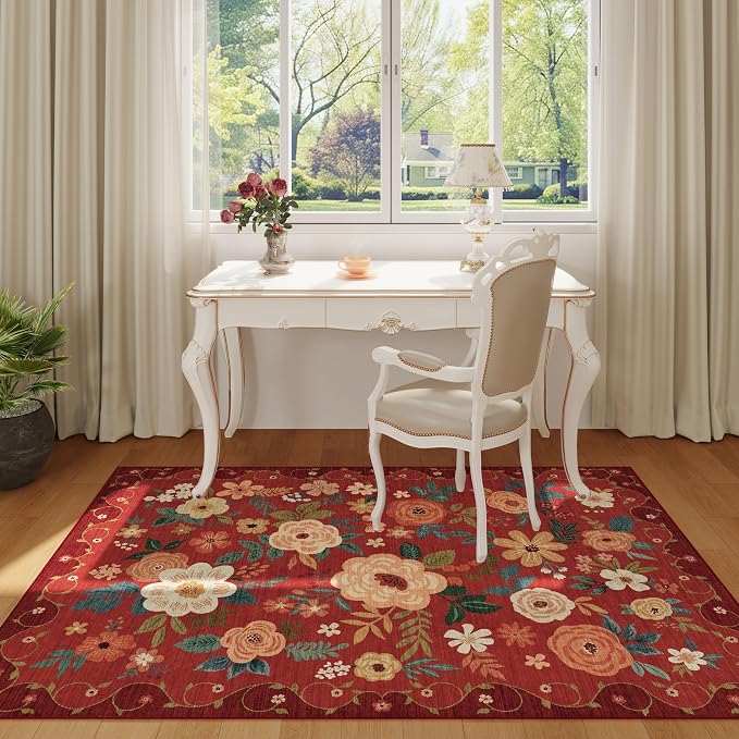 DUKINO 3x5 Area Rug, Floral Rugs