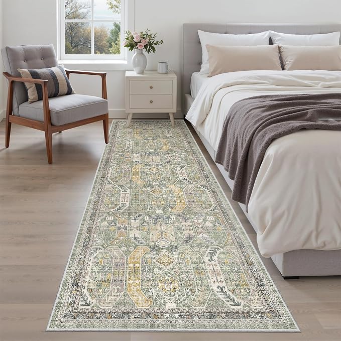 Madane Runner Rug 2'6''x8' Kitchen Runner, Hallway Runner Printed Vintage