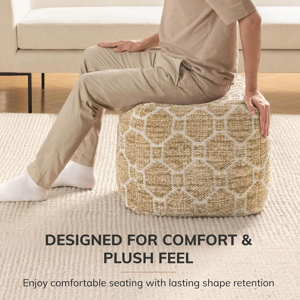 Anji Mountain 20" H x 20" W Handmade Pouf Ottoman for Living Room & Couch