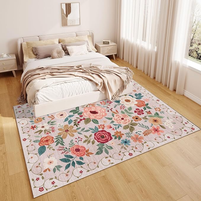 DUKINO 9x12 Area Rug, Floral Rugs