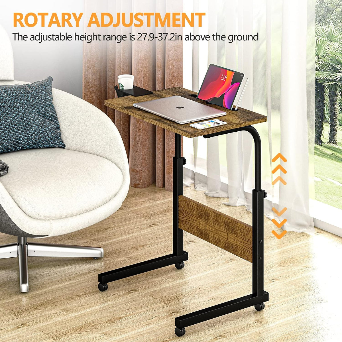 Klvied Adjustable Mobile Laptop Stand, Walnut
