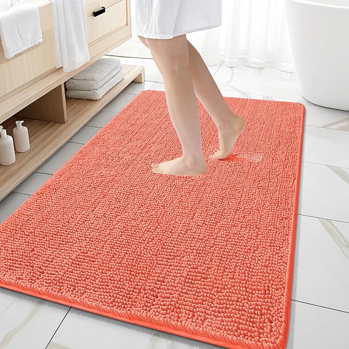 OLANLY Large Bathroom Rugs 59x35, Extra Soft Absorbent Chenille Bath Rugs
