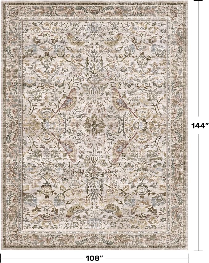 Floral 9x12 Large Area Rug for Living Room