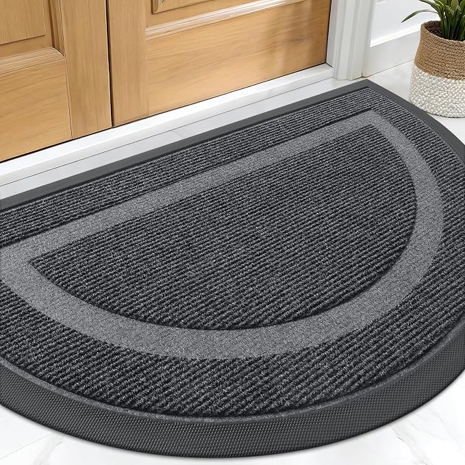 OLANLY Half Circle Door Mat Indoor Outdoor Entrance Welcome, Waterproof