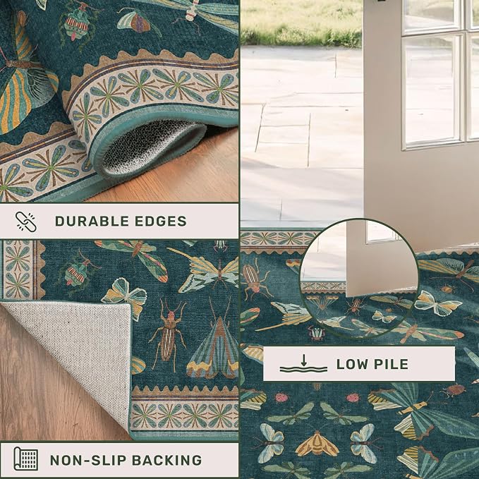 Hazo Haus Brown and Green Kitchen Sink Runner Rug 2x6