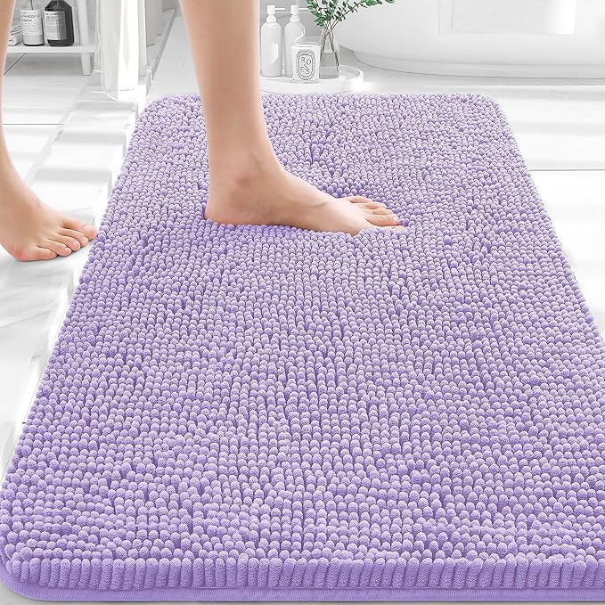 OLANLY Bathroom Rugs 36x24, Extra Soft Absorbent Chenille Bath Rugs, Rubber