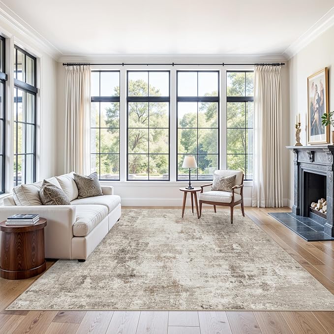 8x8 Square Area Rug Living Room – Non-Slip Washable Large Floor Carpet