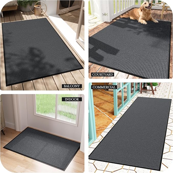 Front Door Mat 4' x 6', Heavy Duty Door Mat Outside Entrance, Non-Slip Welcome