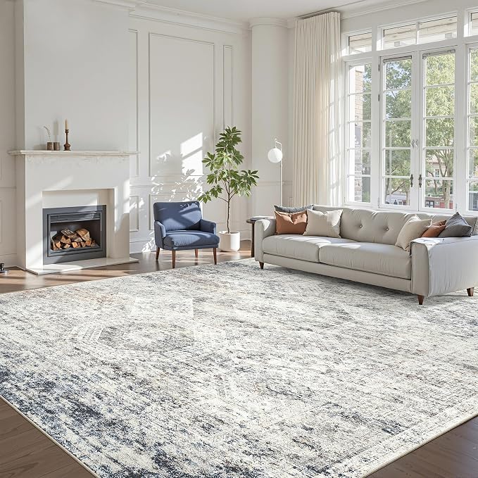 Soalmost 10x14 Area Rugs for Living Room, Non Slip Machine Washable Vintage Rugs