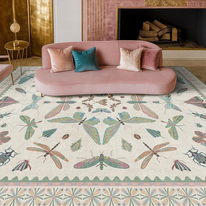 Green Butterfly Rugs for Girls Bedroom