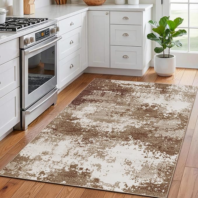 Entryway Rug 3x5 Brown Door Mat Indoor Entrance 36x60, Washable Small Throw Rugs