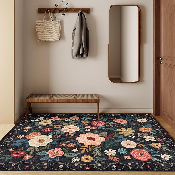 DUKINO 3x5 Area Rug, Floral Rugs