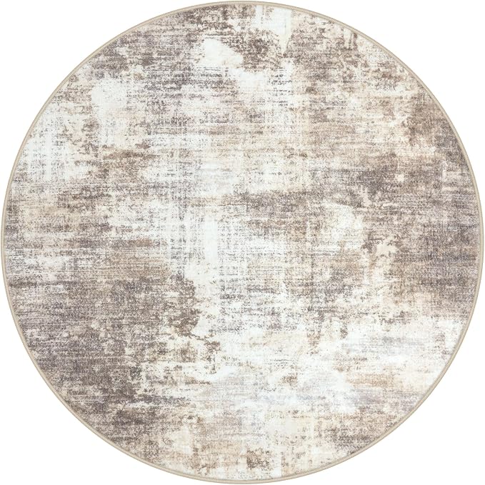 IOHOUZE Abstract Round Area Rug 6 Ft Washable Circle Rugs Large Round Rug Non