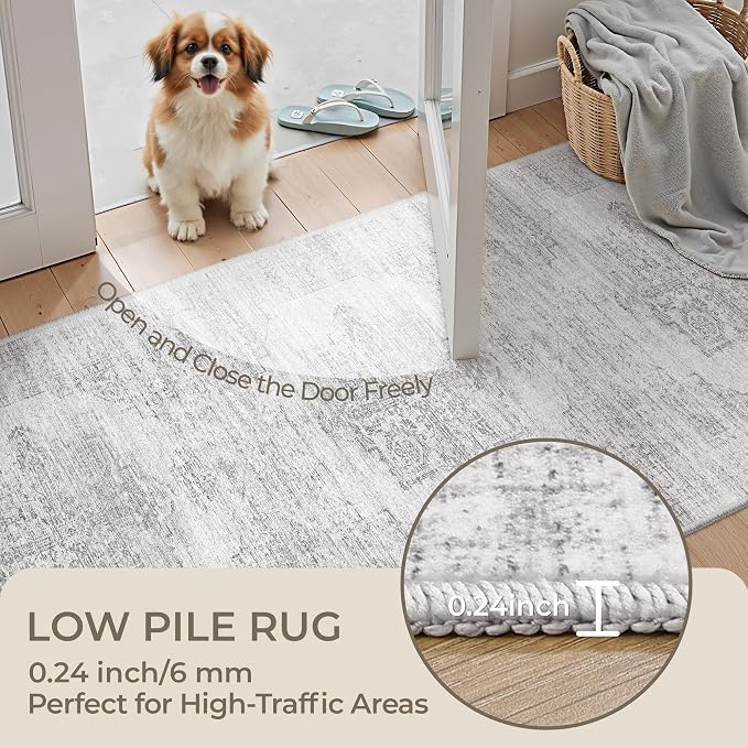 2x6 Runner Rug Non Slip for Entryway, Washable Runners for Kitchen, Soft Thin