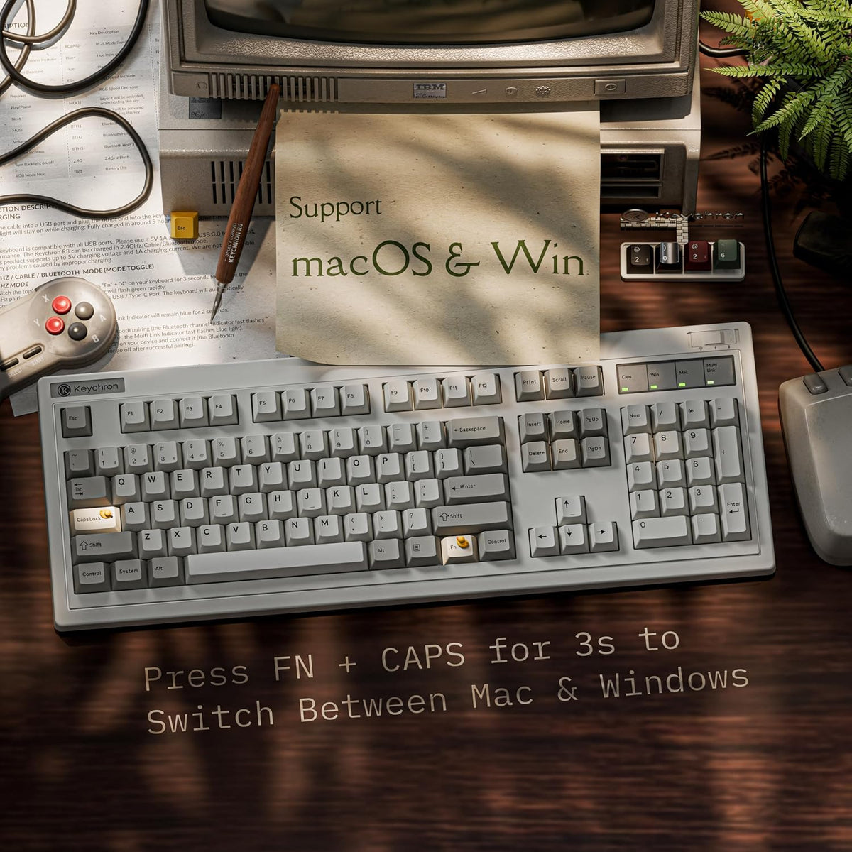 Keychron R6 Retro 100% Full Size Wireless Mechanical Keyboard